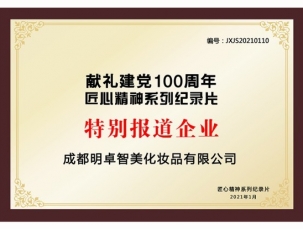 2021年荣获献礼建党100周年匠心精神系列纪录片《特别报道企业》